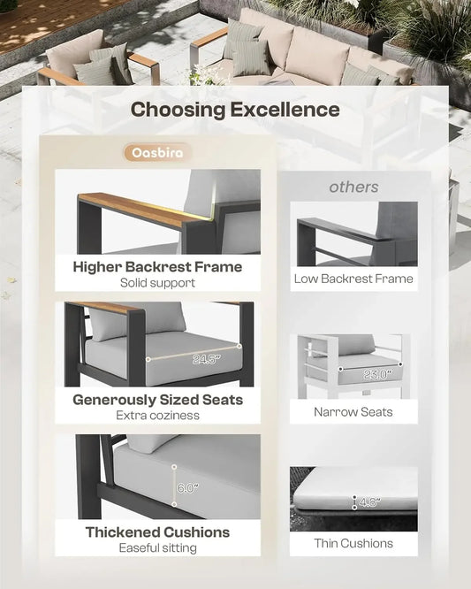 Aluminum Outdoor Patio Furniture Set with Coffee Table