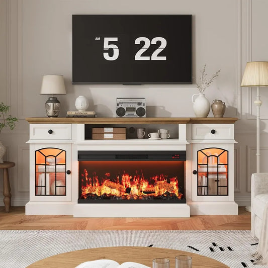 Farmhouse Fireplace TV Stand up to 80" TV