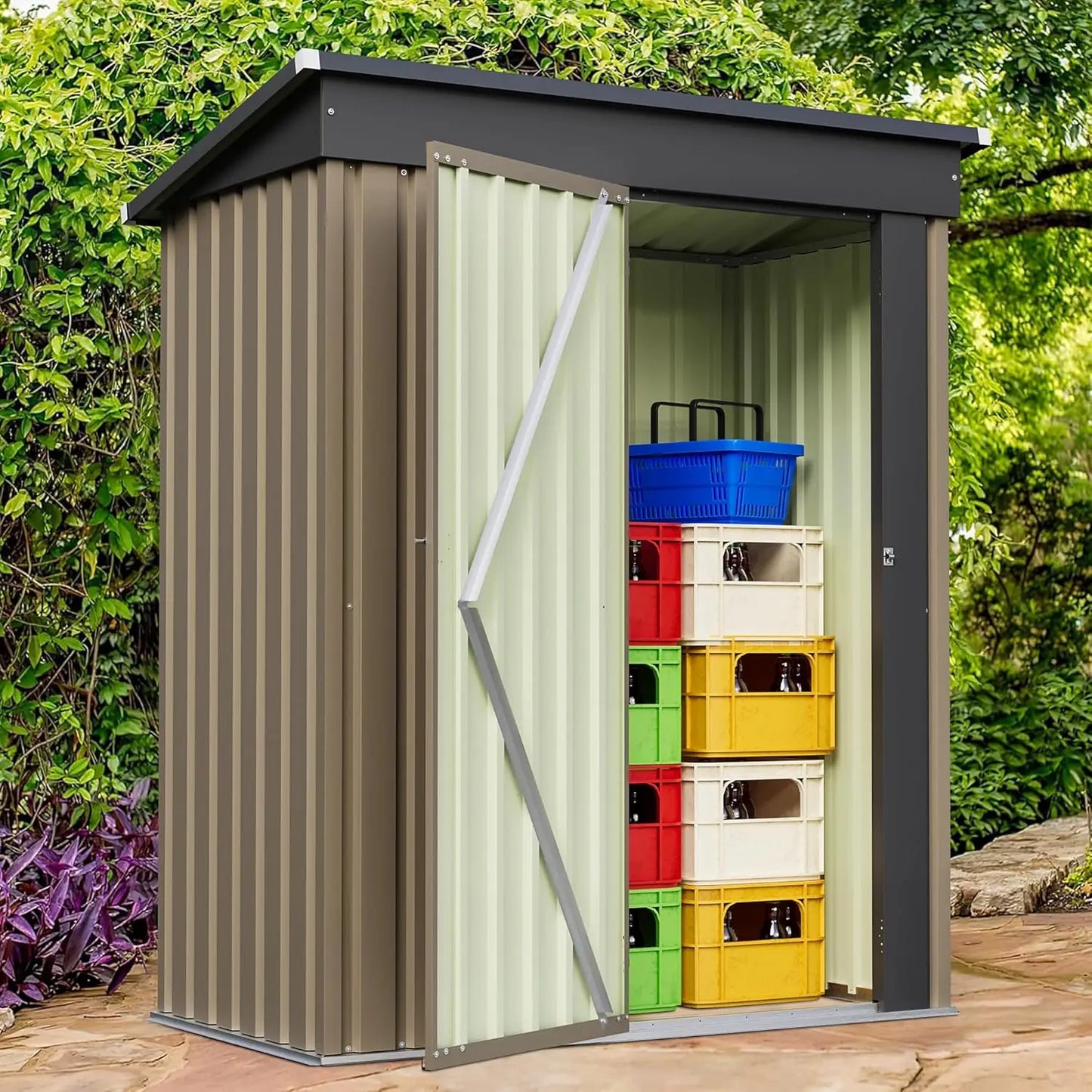 5x3 FT Metal Storage Shed w/Single Lockable Door