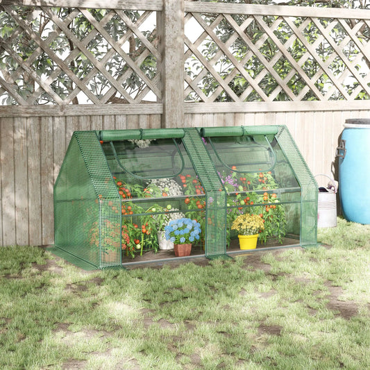 6' X 3' X 3' Portable Garden Greenhouse W/ Pe Mesh Cover & Windows, Green