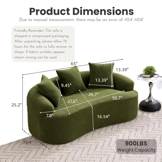 Chenille Small Curved Loveseat