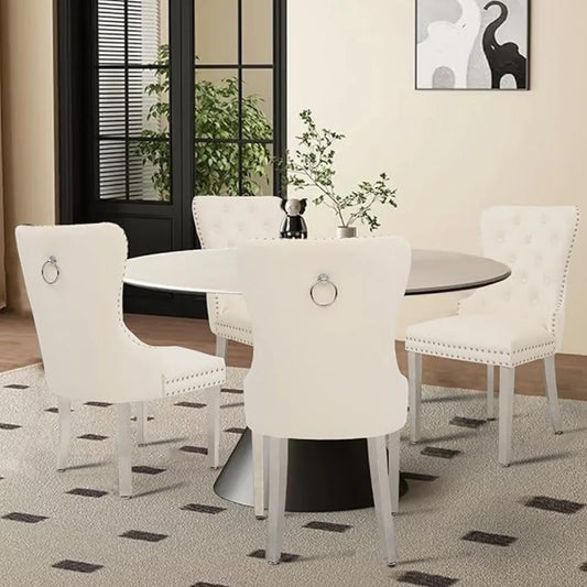 Velvet Tufted Upholstered Dining Room Chair with Stainless Steel Legs