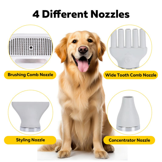 Portable Pet Hair Dryer, Grooming, High Velocity, Quiet, Lightweight, 3 Speeds