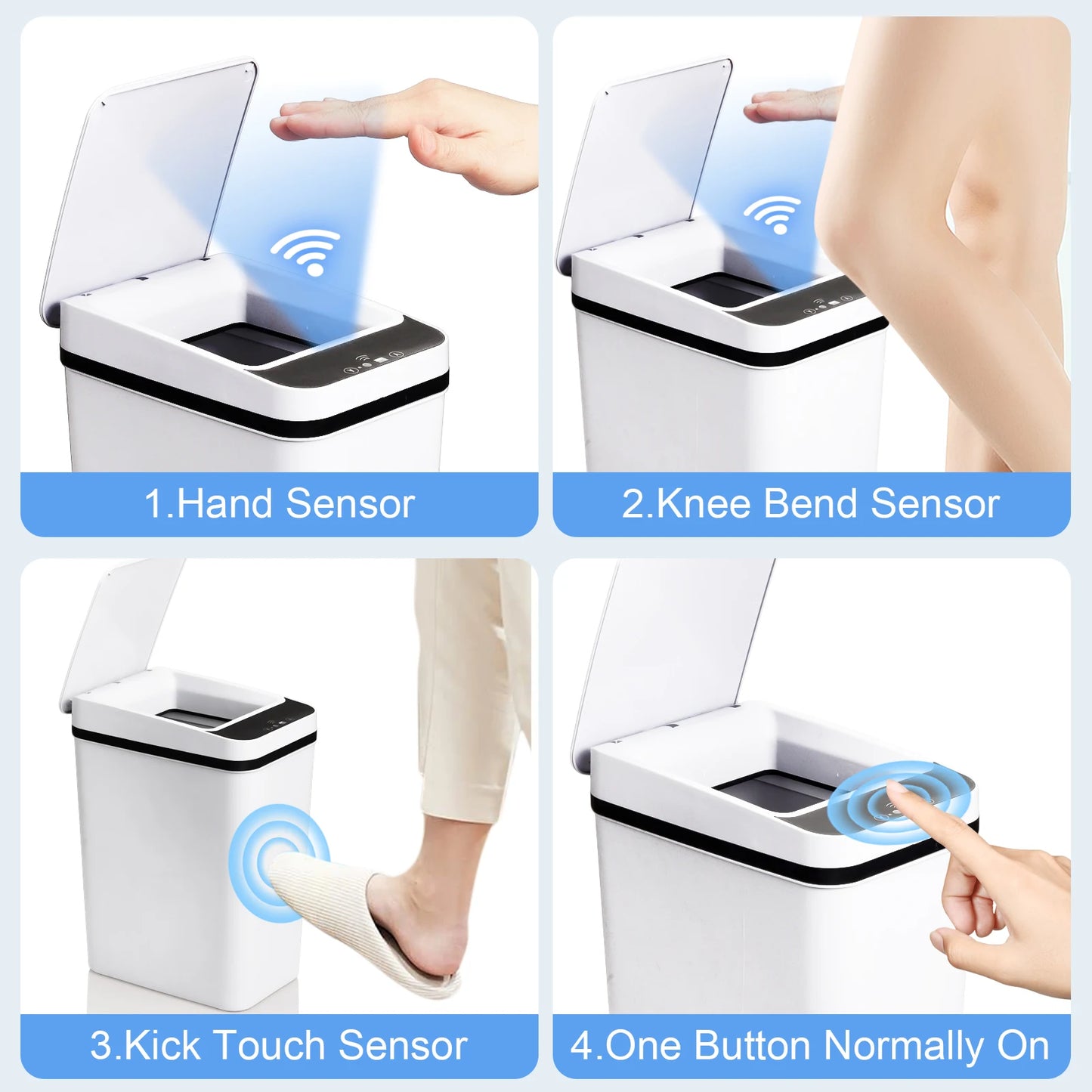 2 Pack 12L Bathroom Automatic Touchless Trash Cans, Motion Sensor