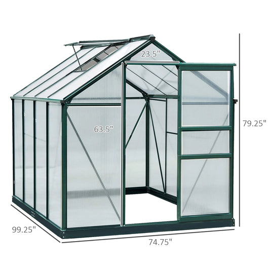 6' X 8' X 7 Aluminum Frame Walk-In Greenhouse