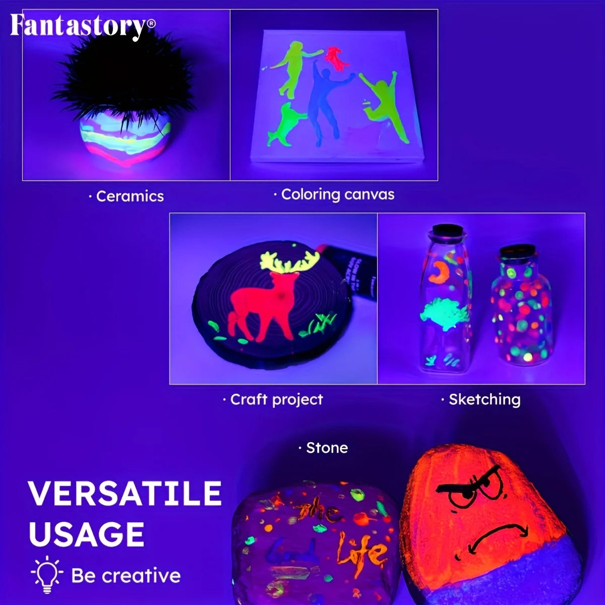 10 Neon & Glow in the Dark Acrylic Paint Set