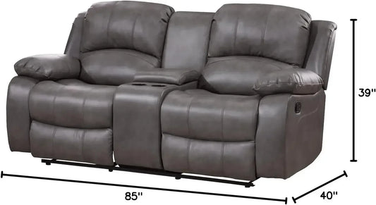 2PC Leather Air Reclining Sofa Loveseat Set
