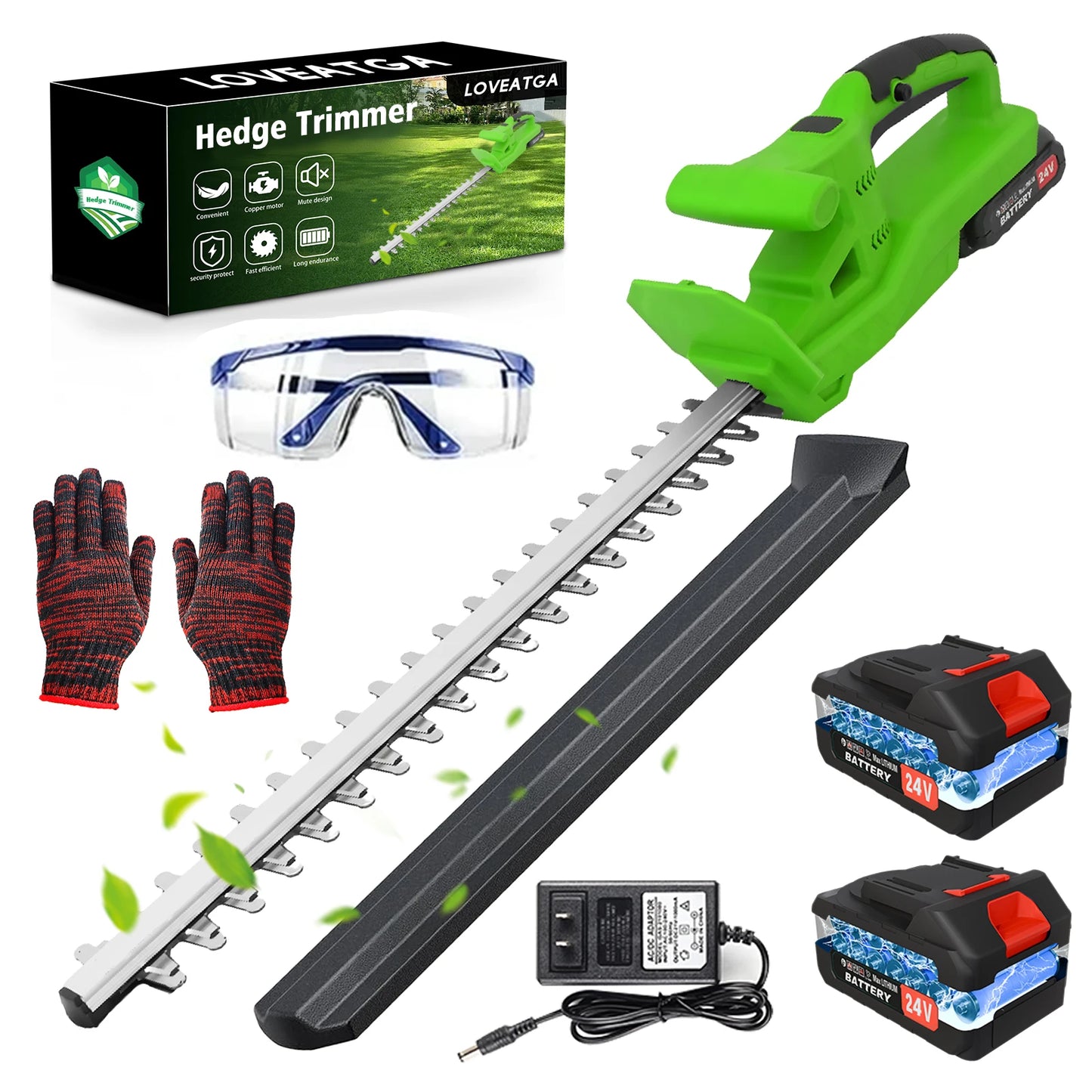 20-Inch Cordless Electric Hedge Trimmer, Double Blade, Handheld