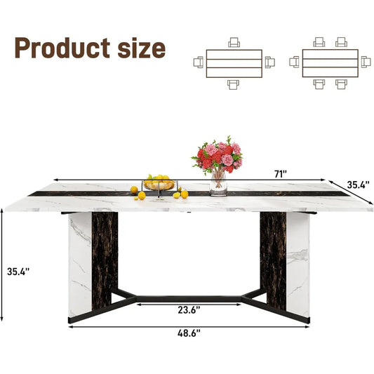 Modern Rectangular Dining Table W/Waterproof Wood Tabletop