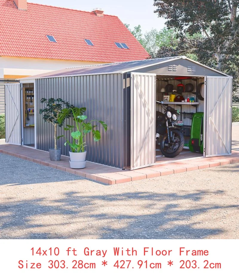 XL Heavy-Duty Steel Storage Shed w/Window & Hinged Door