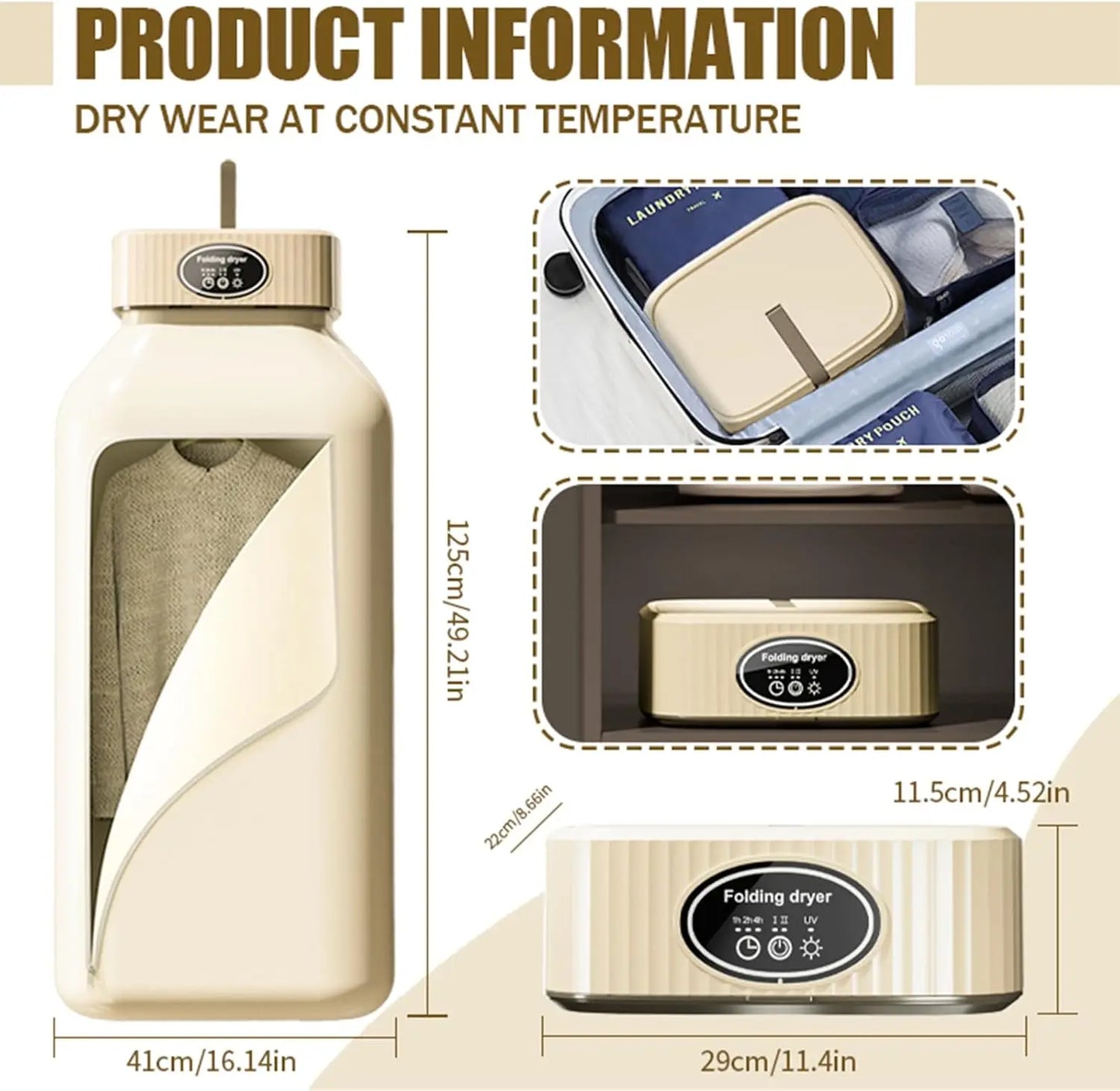 Compact Portable Clothes Dryer w/Adjustable Timer