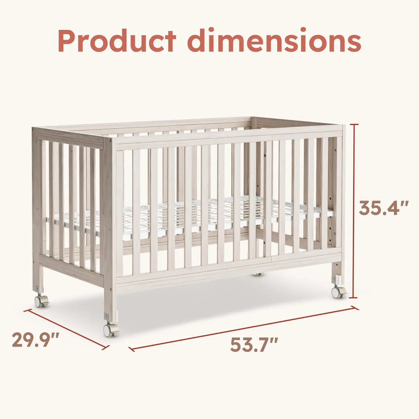 11-in-1 Convertible Crib, with 4 Mattress Heights,