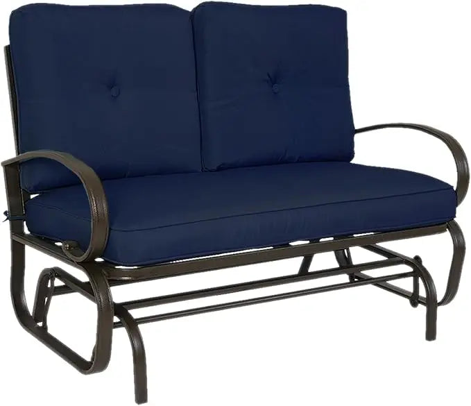 Cozy Rocking Glider Loveseat, Sturdy Frame & Cushioned Seats