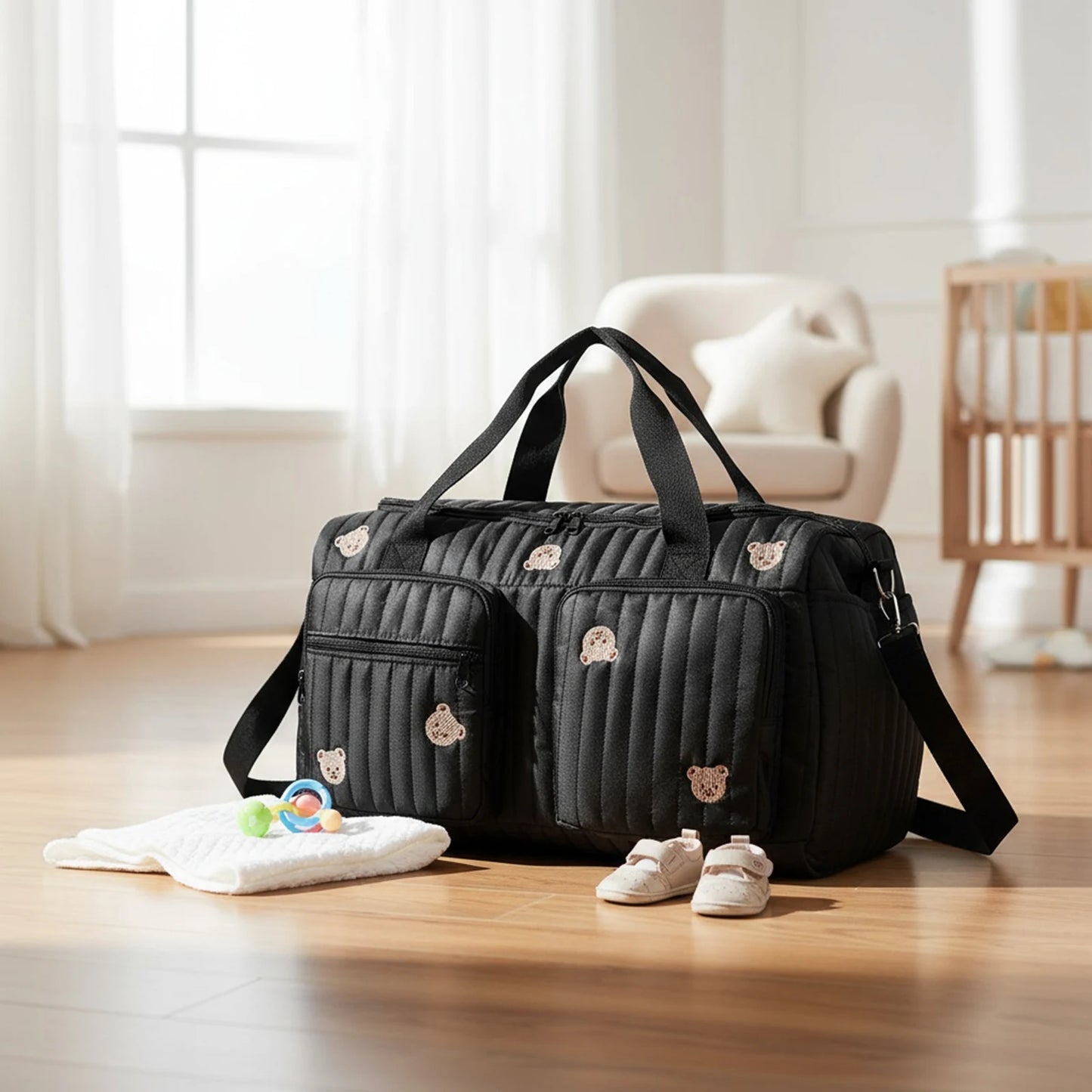 Quilted Large Capacity Baby Diaper Bag