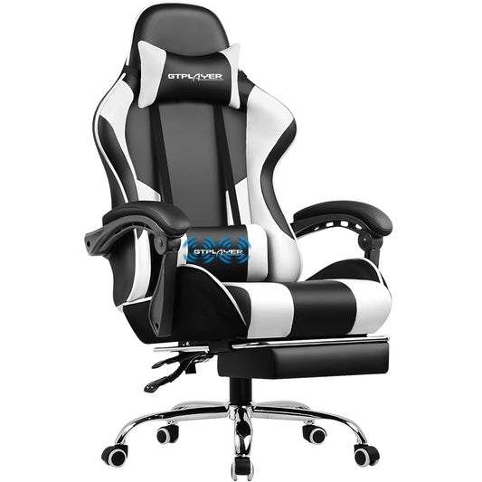 Gaming Chair With Lumbar Support, and Footrest