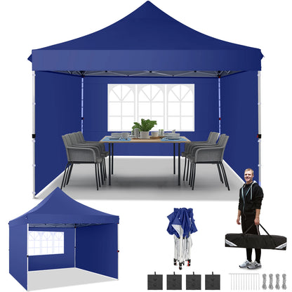 10x10ft Garden Gazebo Pop Up Canopy Tent w/3 Sidewalls
