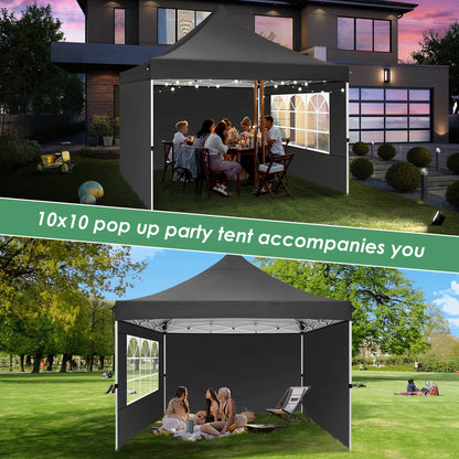 10x10ft Garden Gazebo Pop Up Canopy Tent w/3 Sidewalls