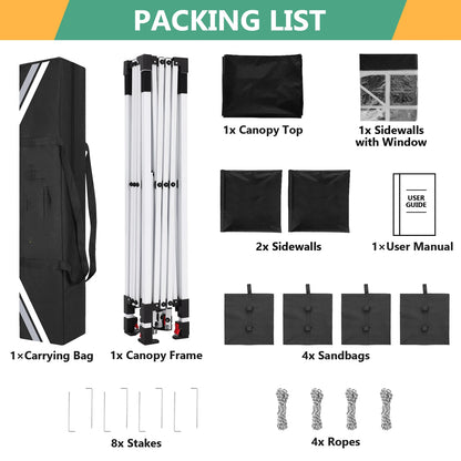 10x10ft Garden Gazebo Pop Up Canopy Tent w/3 Sidewalls