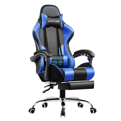 Gaming Chair With Lumbar Support, and Footrest