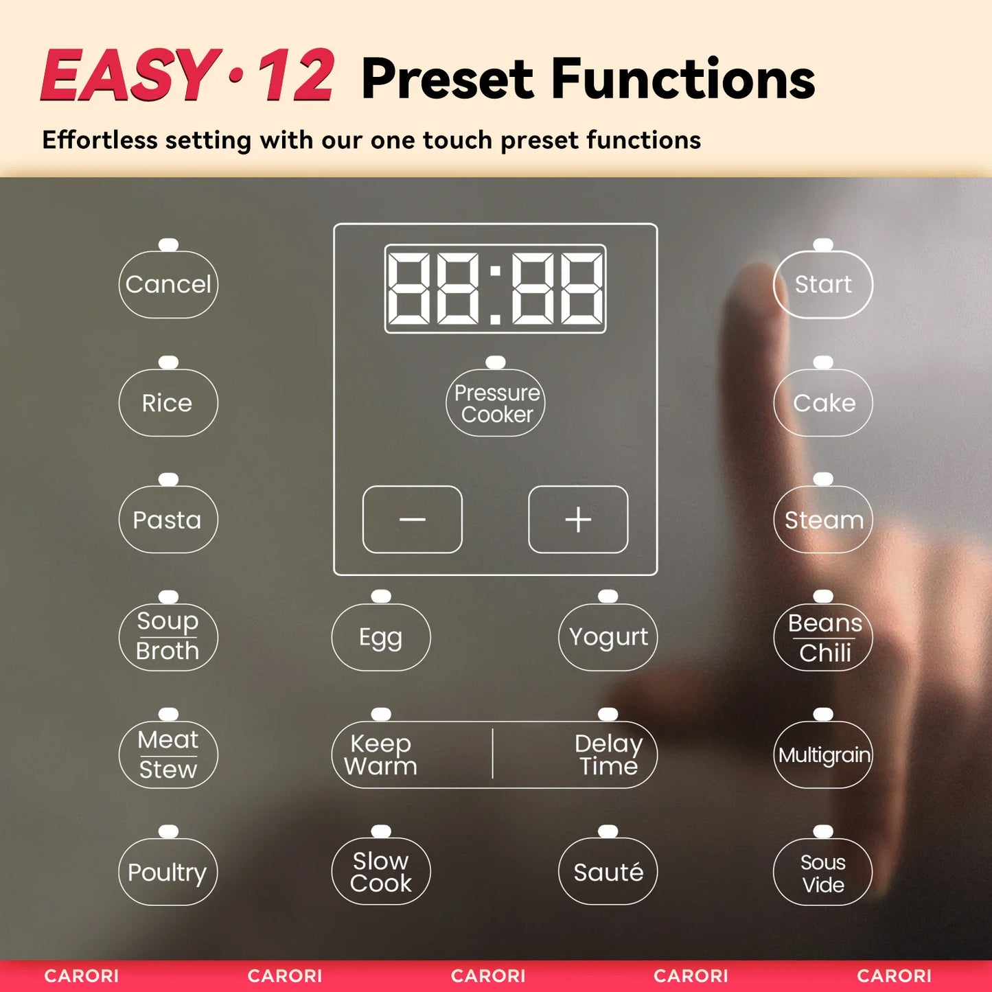 8Qt, 1200W 12-in-1 Stainless Steel Pressure Cooker