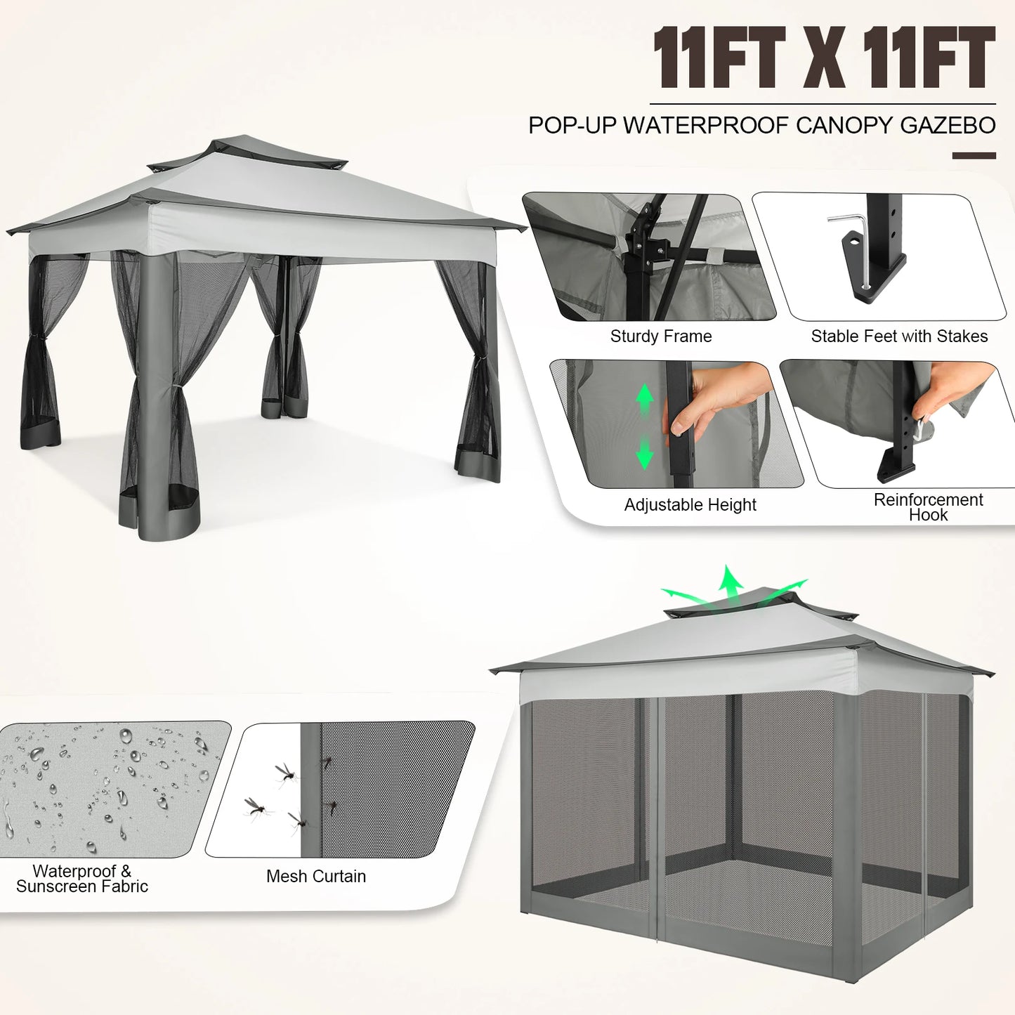 Gazebo with Mosquito Netting and Carry Bag