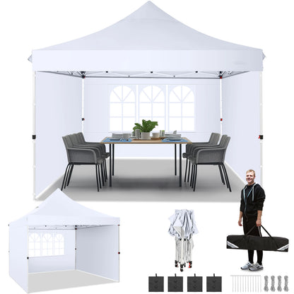10x10ft Garden Gazebo Pop Up Canopy Tent w/3 Sidewalls