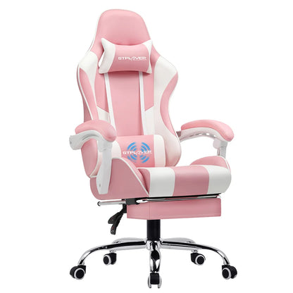 Gaming Chair With Lumbar Support, and Footrest