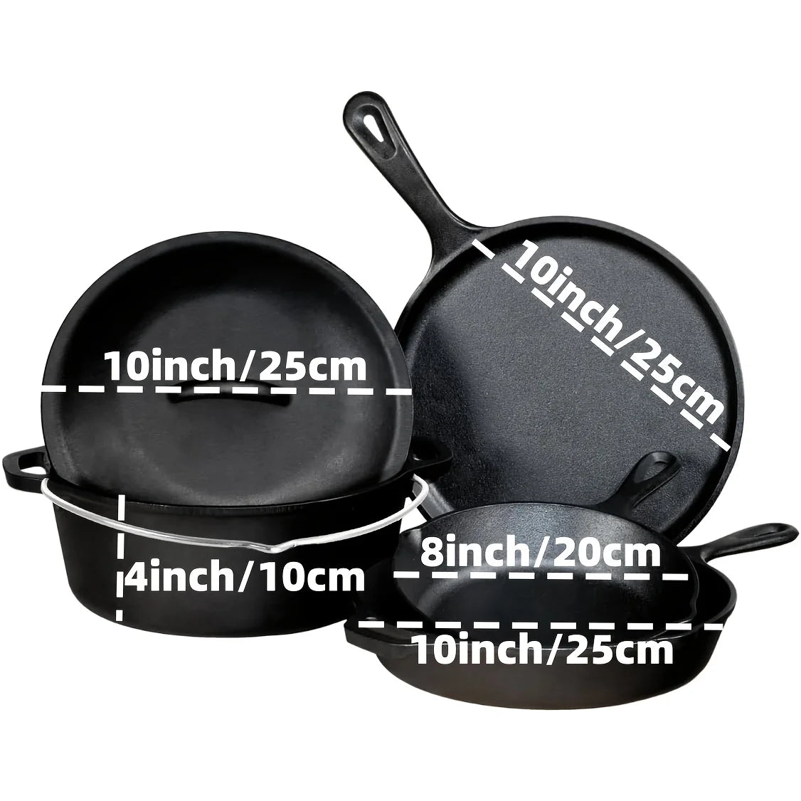 Cast Iron Skillet Set (3PCS - 6/8/10 Inch)