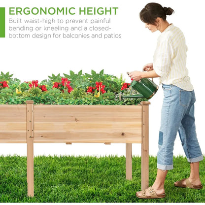 72x23x30in Elevated Wood Planter Box Stand for Backyard, Patio