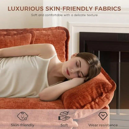 Chenille Accent Chair with Deep Seat and Plush Armrests