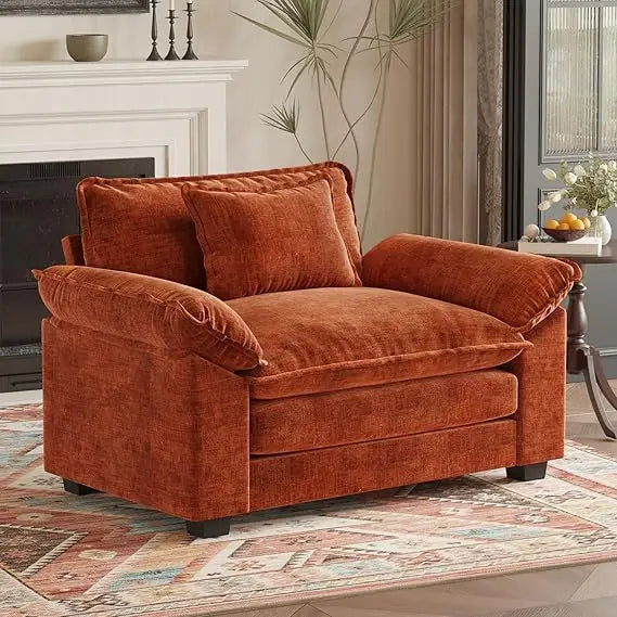 Chenille Accent Chair with Deep Seat and Plush Armrests