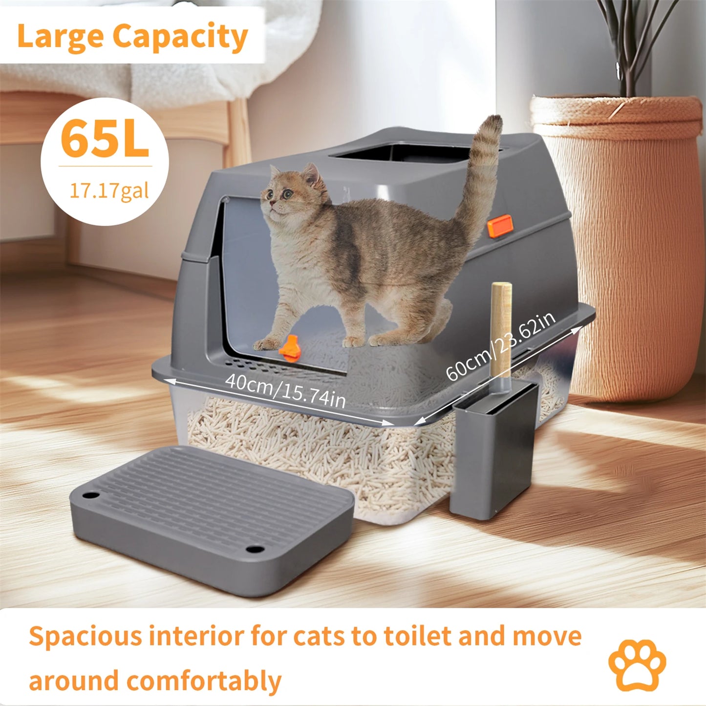Extra Large Enclosed Stainless Steel Litter Box