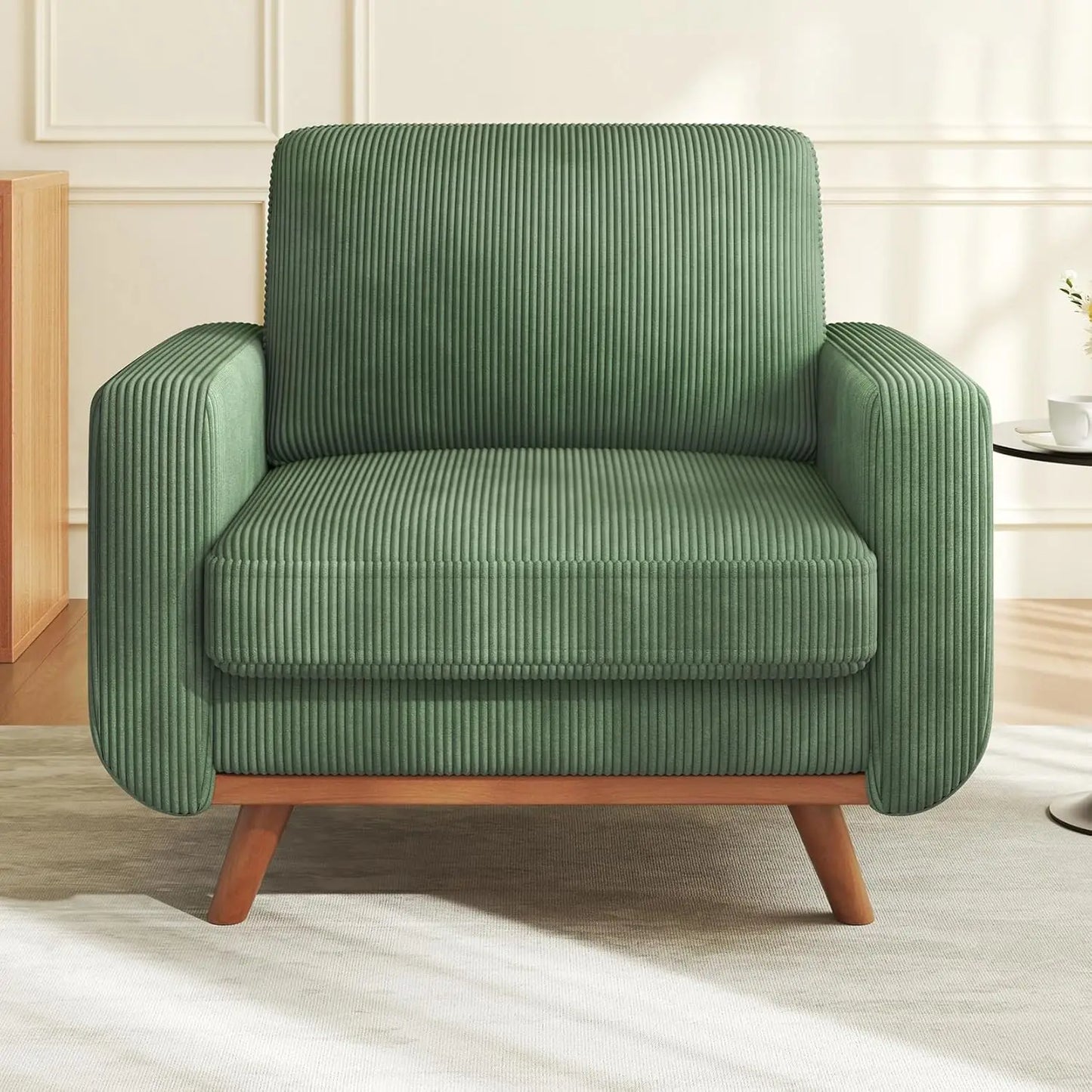 3-Seat Corduroy L-Shape Modular Sofa with Movable Ottoman,