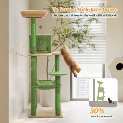 Cactus Tree Cat Tower with Hammock and Large Top Perch