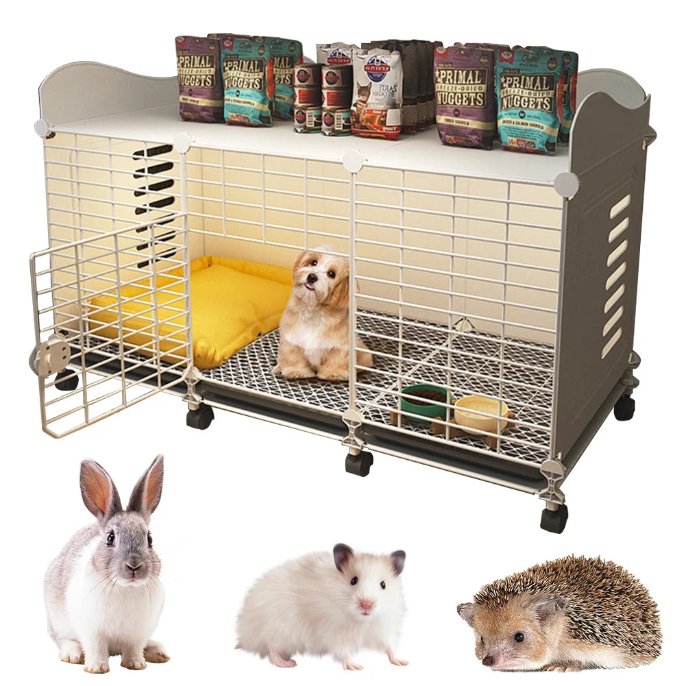 Dog Crate End Table with Wheels & Tray