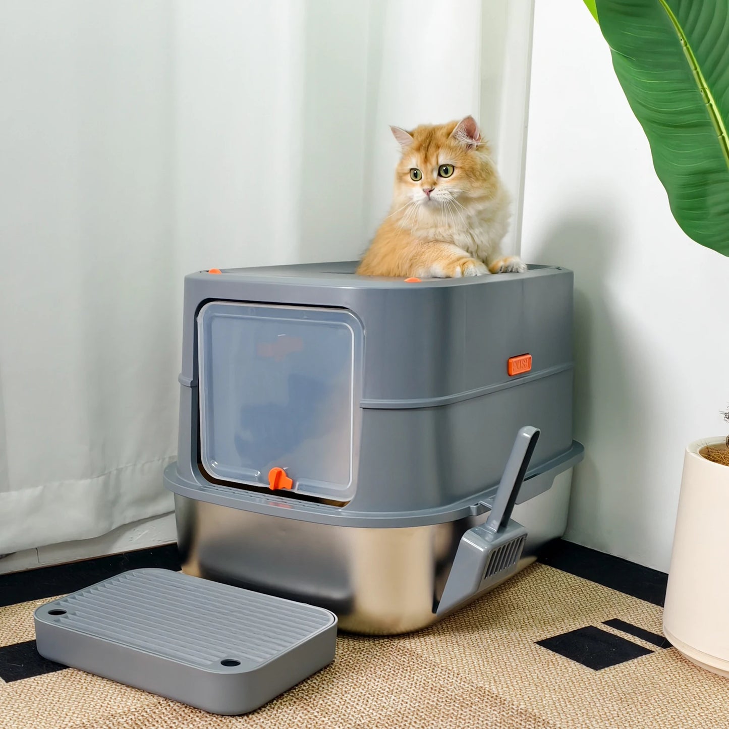 Extra Large Enclosed Stainless Steel Litter Box