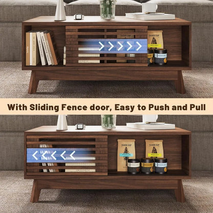 Modern Mid Century Design Lift Top Coffee Table With Walnut Finish