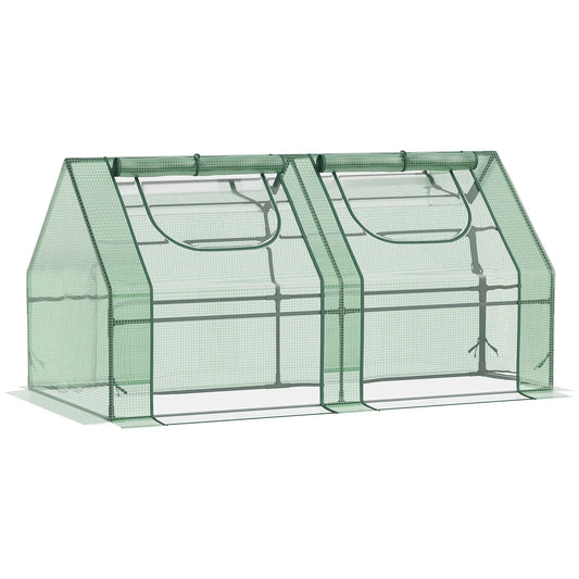 6' X 3' X 3' Portable Garden Greenhouse W/ Pe Mesh Cover & Windows, Green