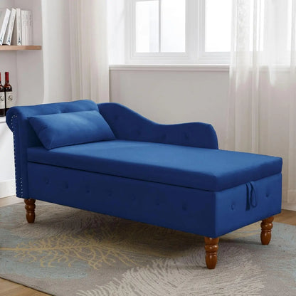 Velvet Chaise Lounge Chair with Storage