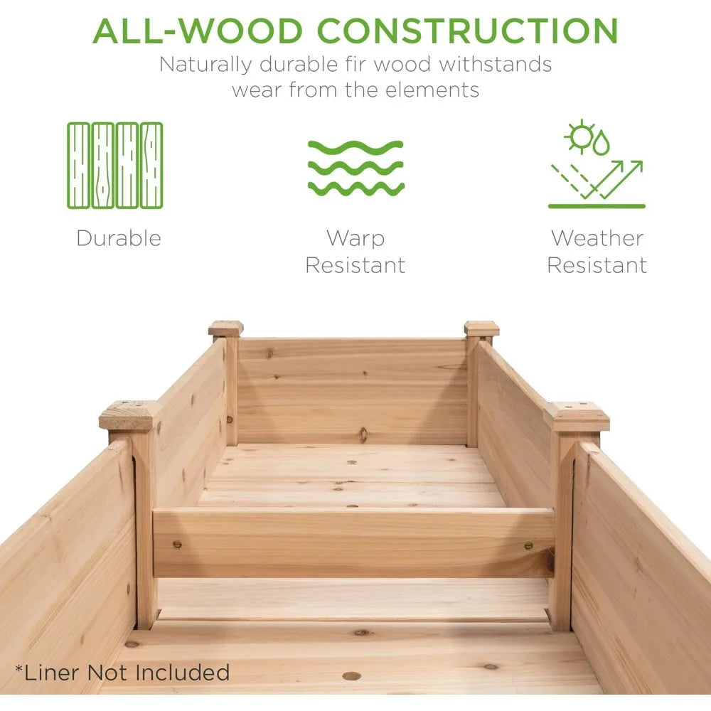 72x23x30in Elevated Wood Planter Box Stand for Backyard, Patio