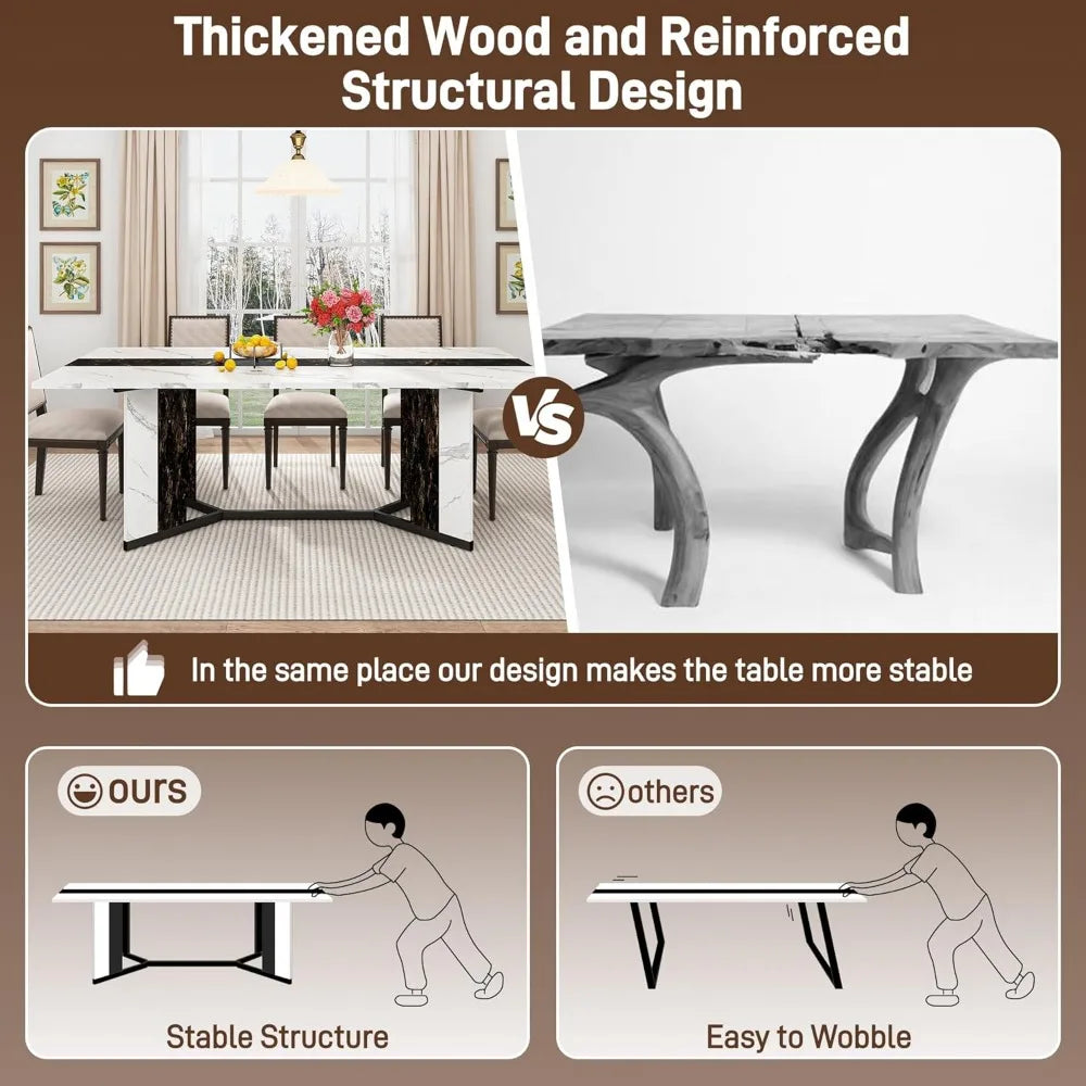 Modern Rectangular Dining Table W/Waterproof Wood Tabletop