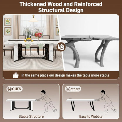 Modern Rectangular Dining Table W/Waterproof Wood Tabletop