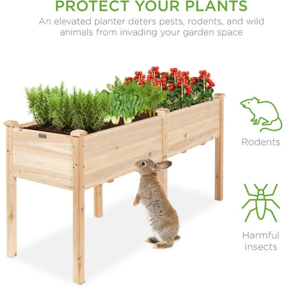 72x23x30in Elevated Wood Planter Box Stand for Backyard, Patio
