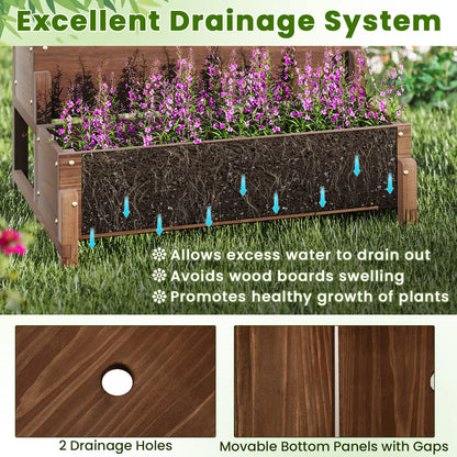 Raised Garden Bed w/Trellis, Drainage Holes, Legs, & Twisting Rope