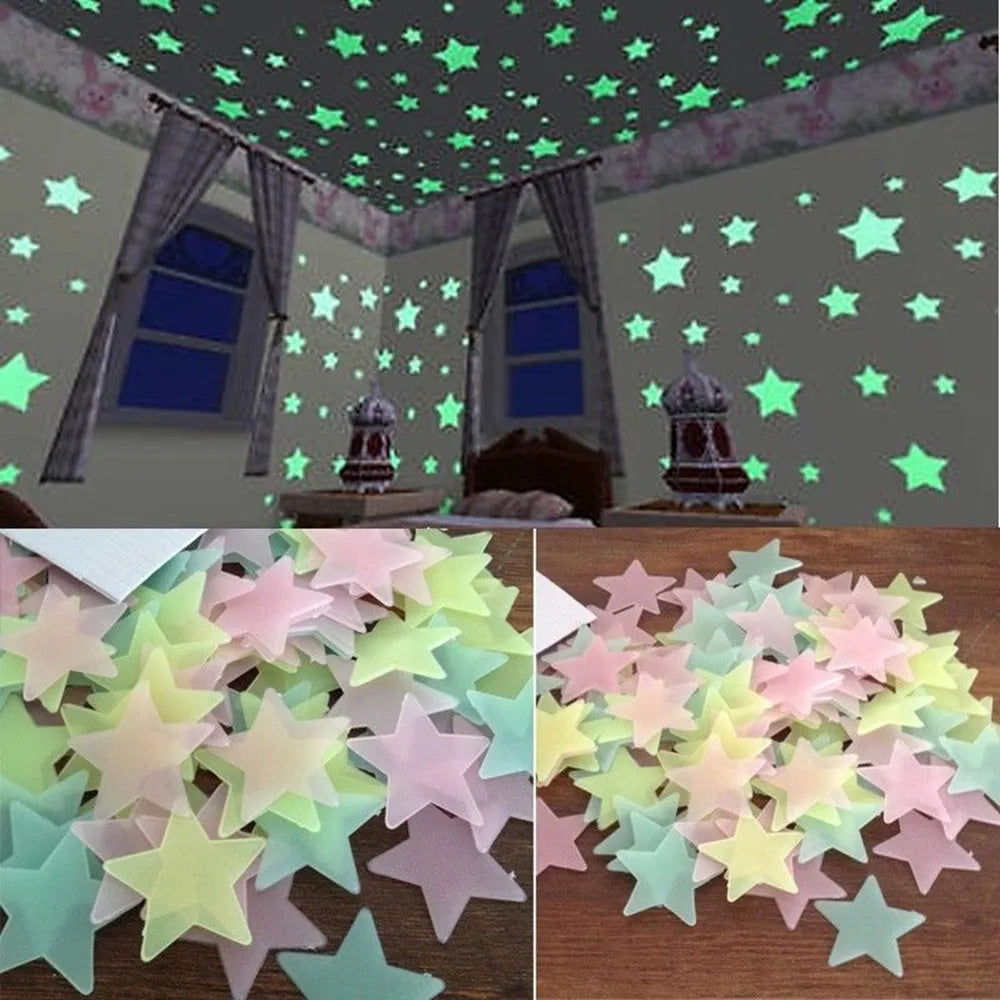 Glow In The Dark Star Stickers, Multi Color Night Light Decorations