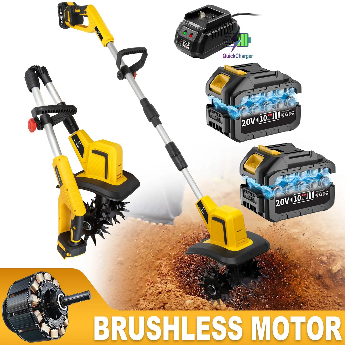 Mini Electric Tiller w/Lithium Battery