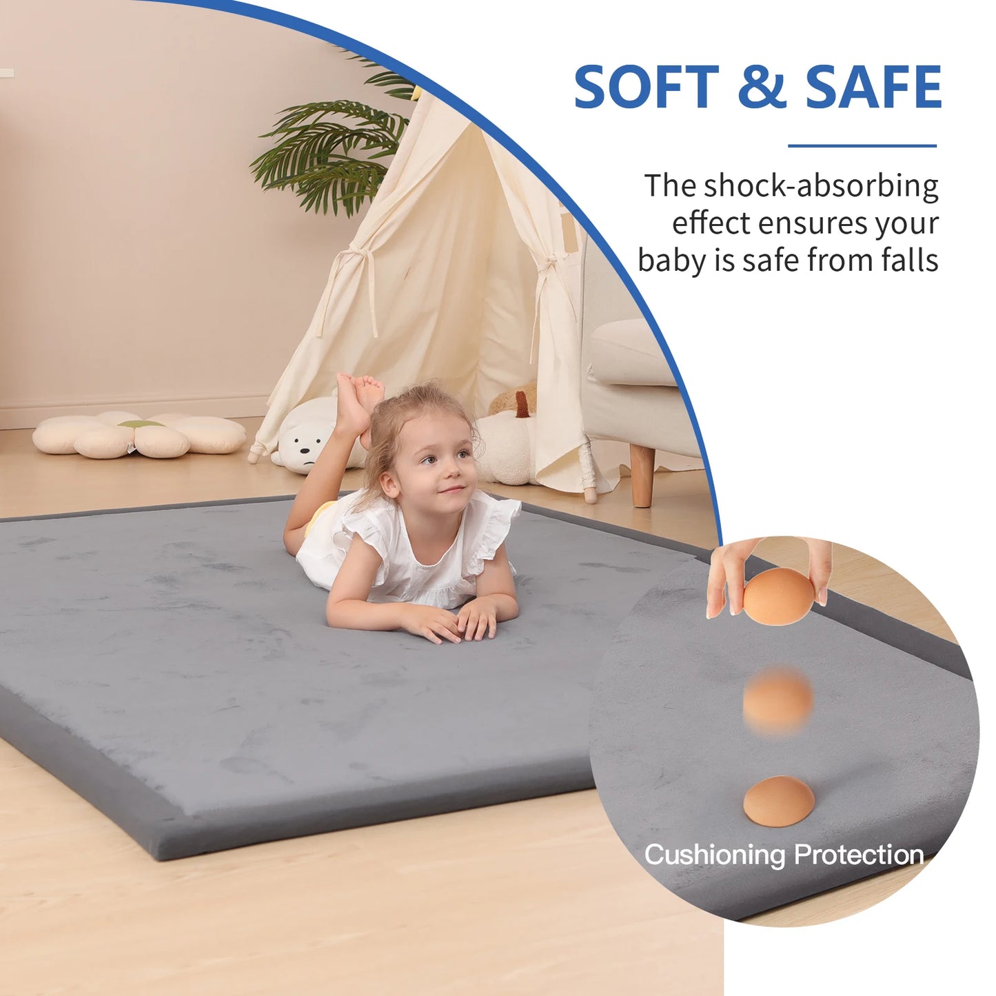 Baby Crawling Play Mat, Non-Slip Thick Soft Foam Activity Rug