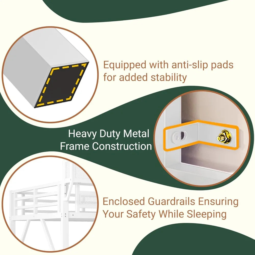 Full Size Loft Bed with Stairs and Storage - Space-Saving Design