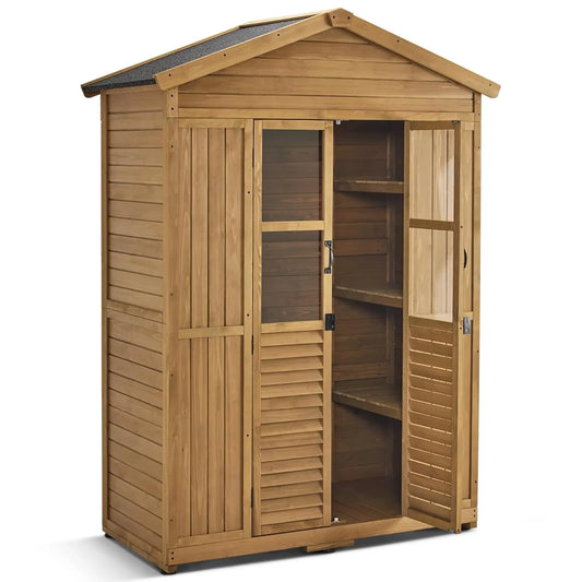 78" Outside Storage Shed w/6 Shelves, and Lockable Door