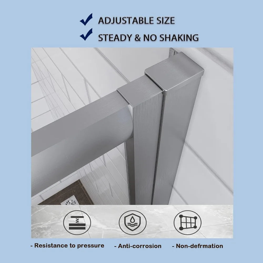 Corner Shower Enclosure w/Glass Shower Doors, Brushed Nickel